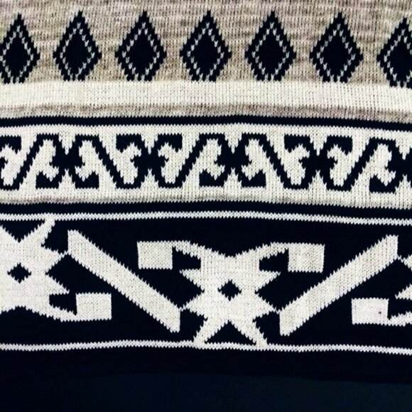 Lucky Brand Drape Front Jacquard Long Cardigan 1X Multicolor Black Beige BOHO - Picture 6 of 8